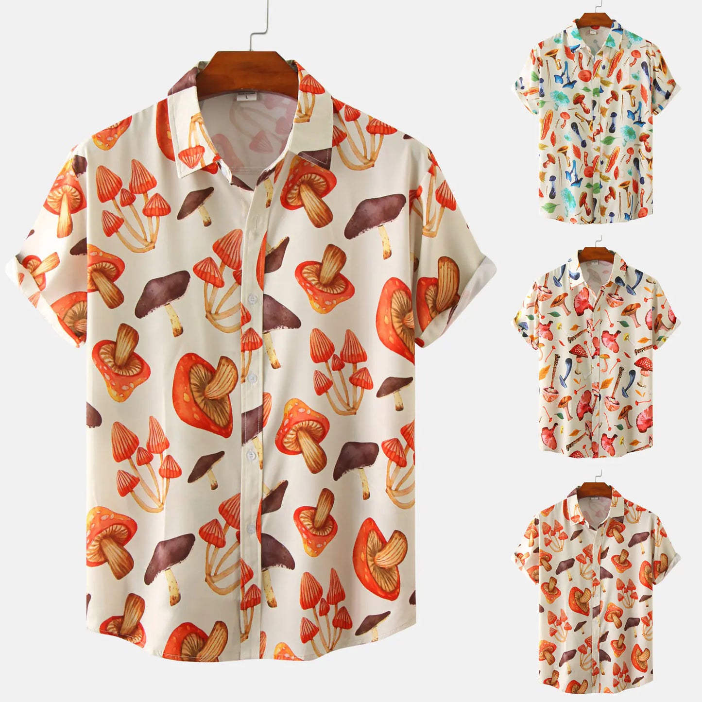 Men's Slim-fit Hawaiian Floral Short-sleeved Shirt