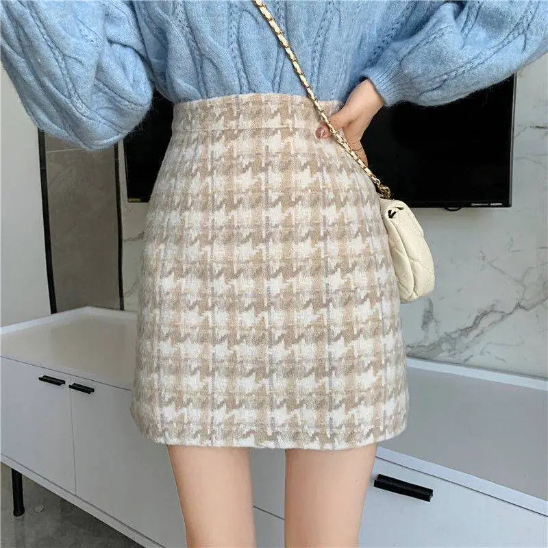 New Retro High Waist Thick Woolen Skirt for Women