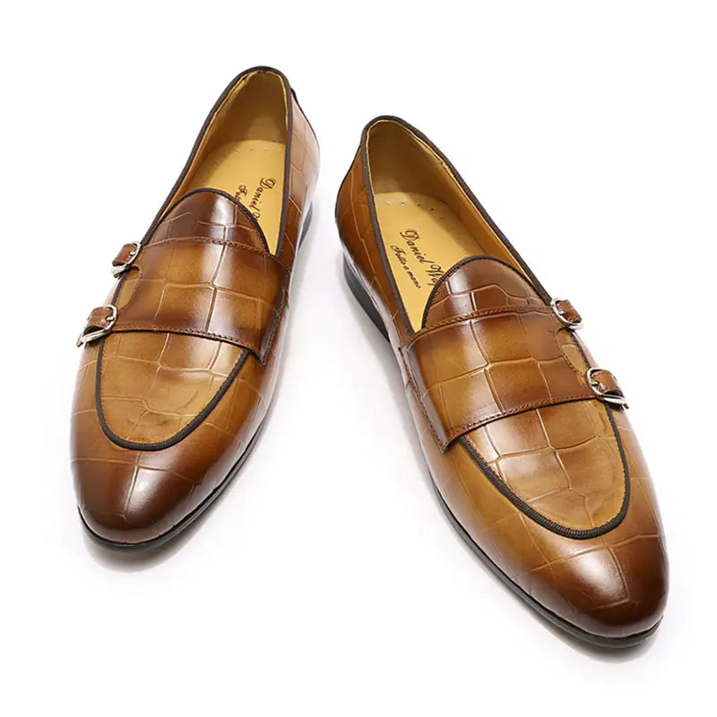Men's Casual Leather Slip-On Shoes with Stone Pattern