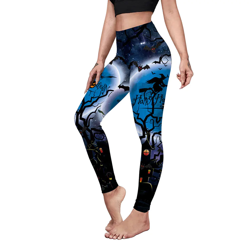 Women's Halloween Bat Print Elastic Leggings