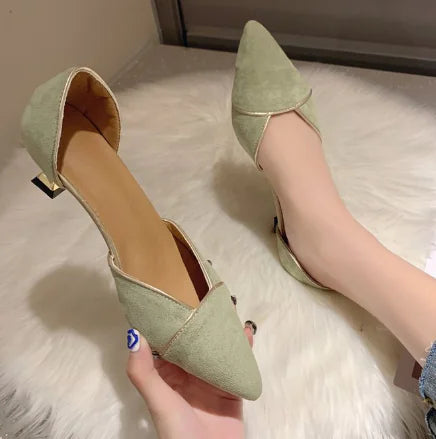 Ladies Shallow Pointed Toe Flat Peas Single Shoes