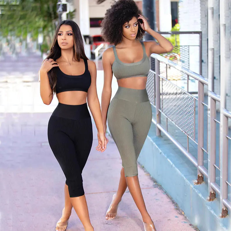 2019 Women's Casual Set - Off-Shoulder & Crop Top