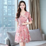 Women's Floral Chiffon A-Line Dress