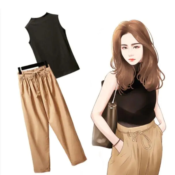 Sleeveless Vintage Two-Piece Summer Outfit