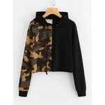 Camouflage Crop Long Sleeve Hoodie in Two Colors