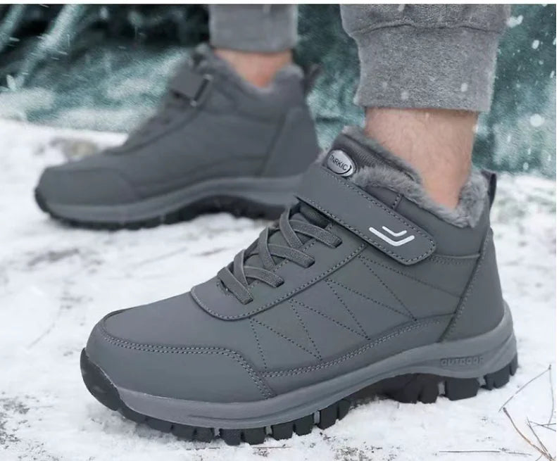 Men's Fleece-lined High-top Warm Hiking Shoes