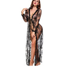 Bohemian Lace Long Dress with Ruffled V-Neck