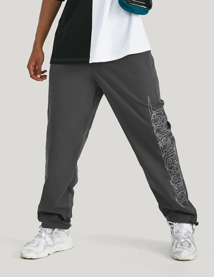 Men's Loose Fit Drawstring Windbreaker Pants