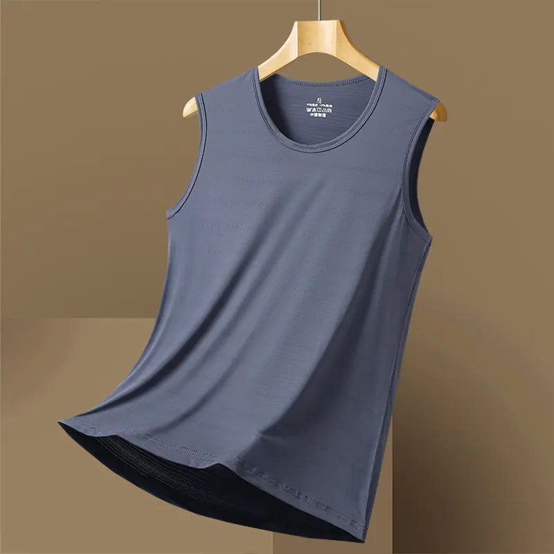 Men's Quick-Dry Sleeveless T-Shirt in Ice Silk Fabric