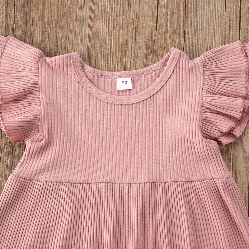 Summer Cotton Dress for Girls with Flutter Sleeves