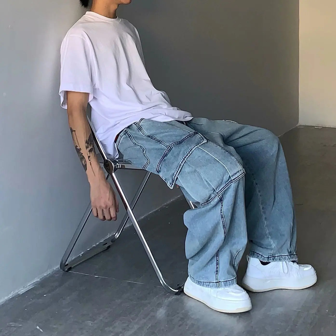Men's Loose Straight Wide Leg Workwear Pants