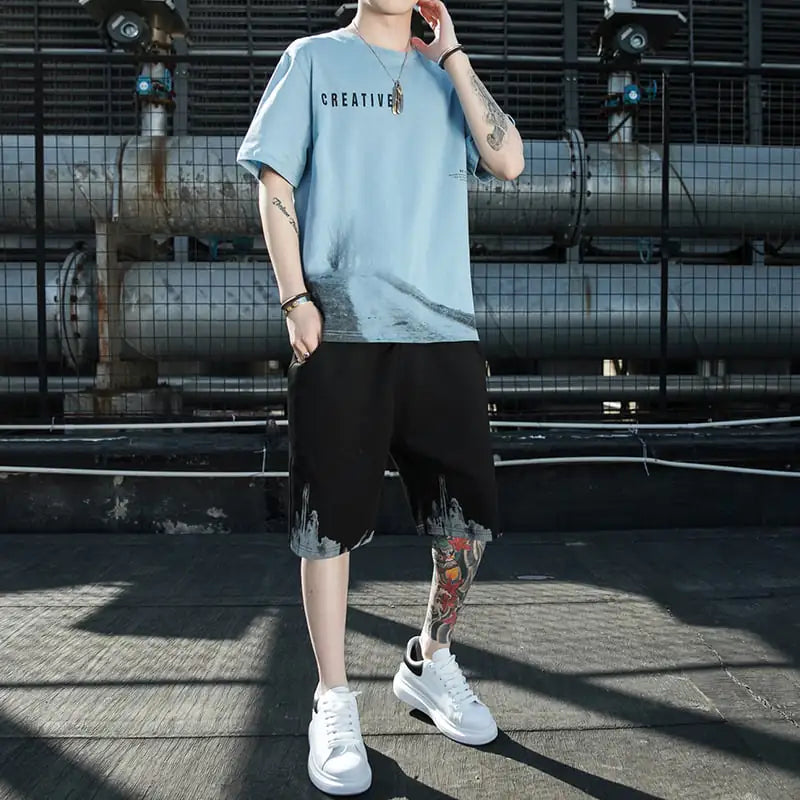 Men's Loose Ice Silk Half Sleeve T-Shirt