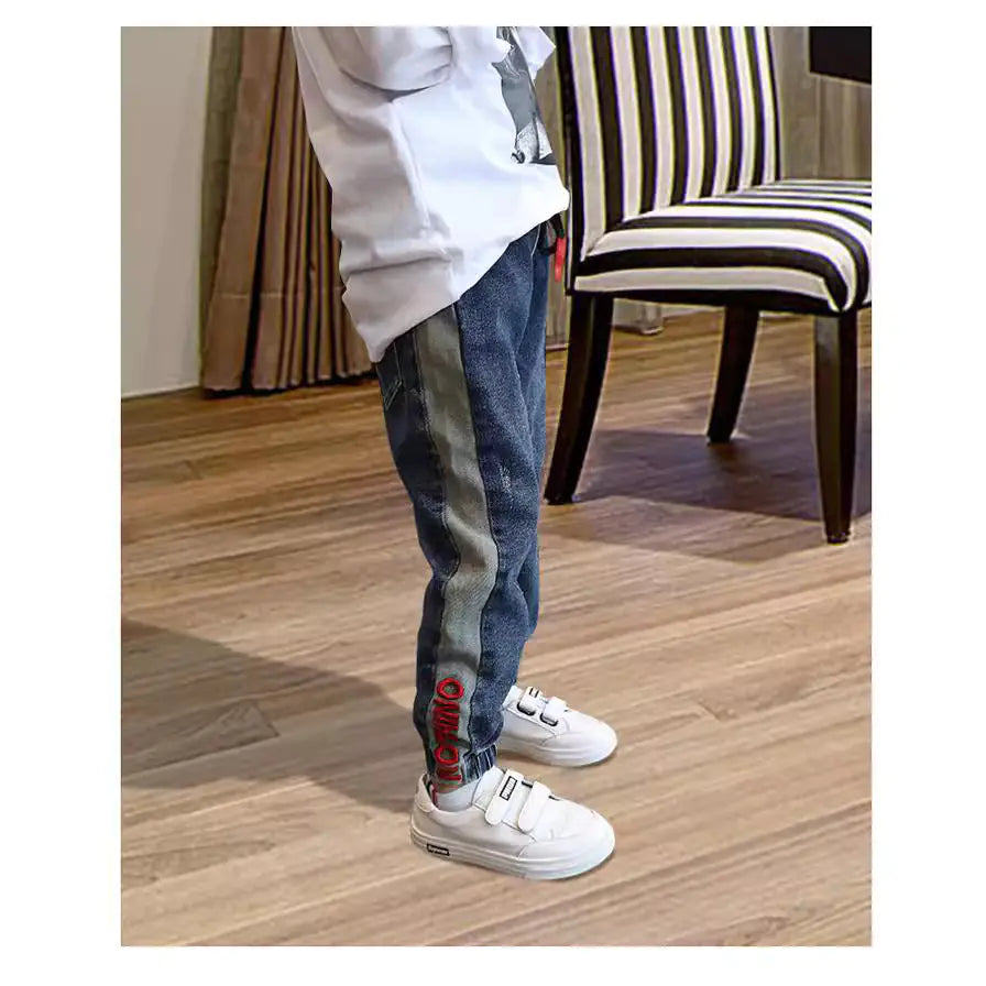 Boy's Color Matching Cotton Jeans for Spring & Autumn