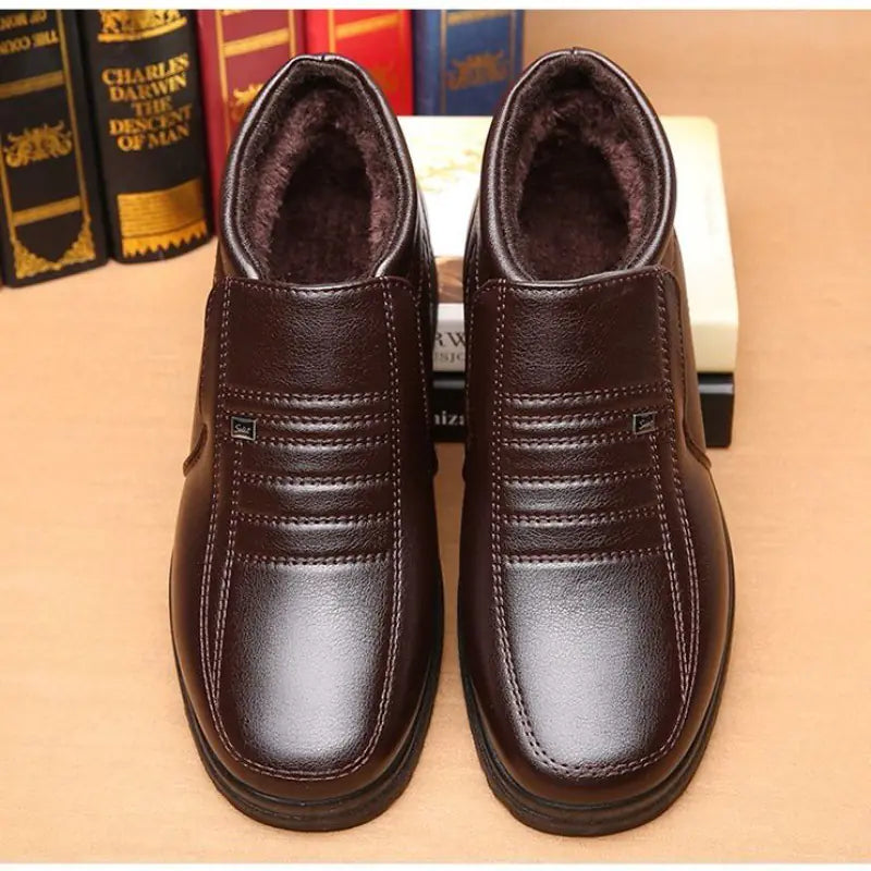 Men's Casual Plush Cotton Leather Snow Boots