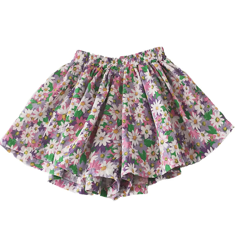 Cute Western Style Girls' Thin Cotton Wide-Leg Shorts