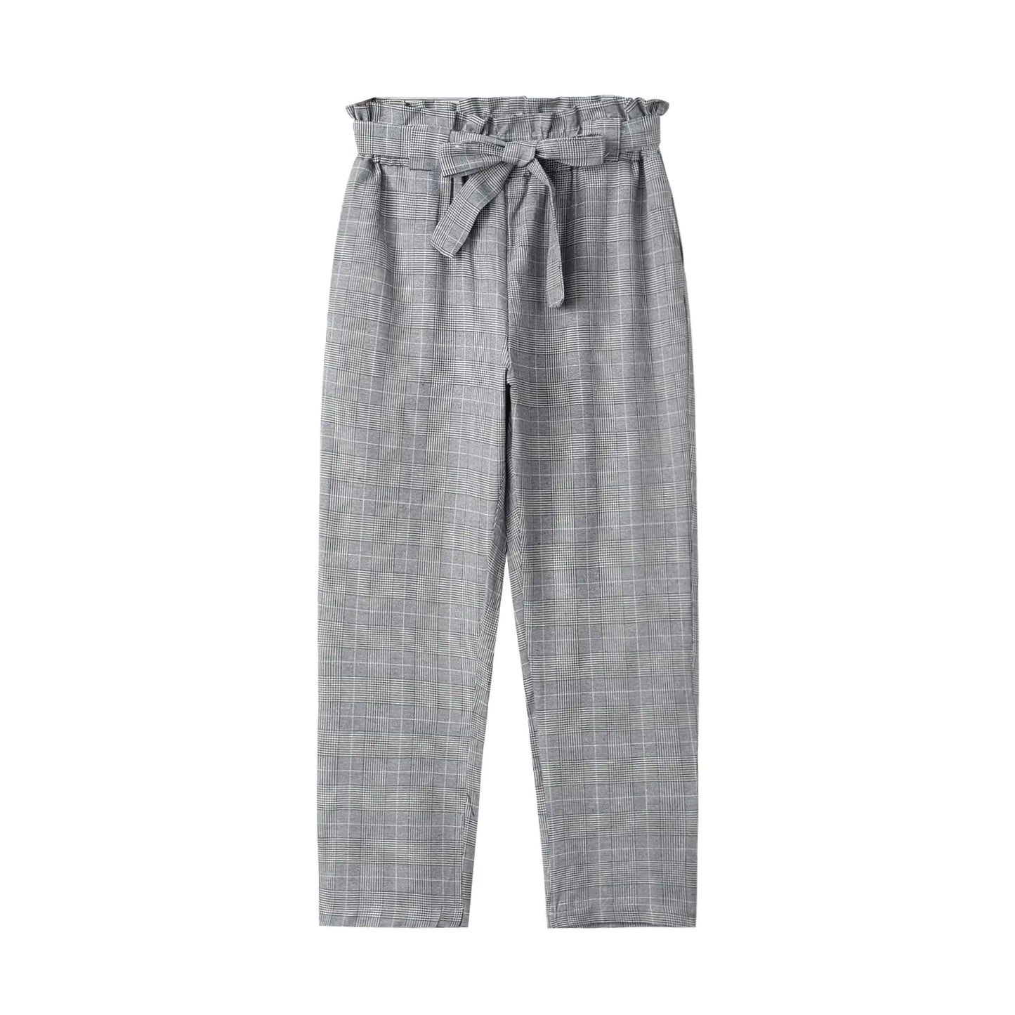 High-Waisted Casual Plaid Pants for Women
