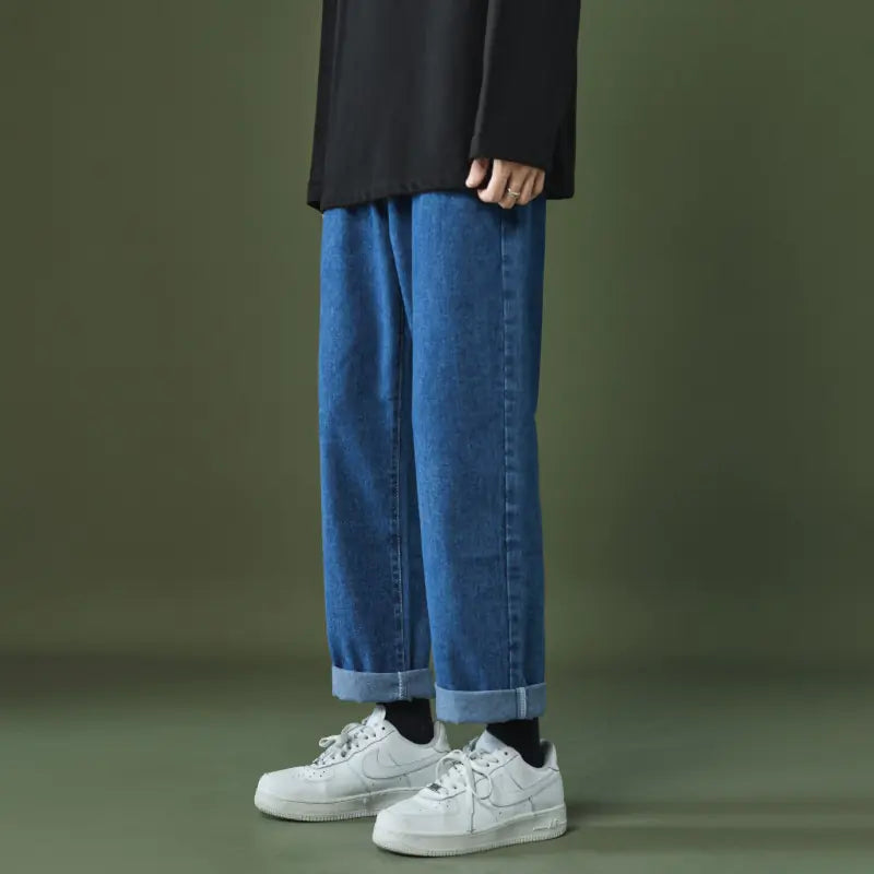 Men's Loose Straight Cropped Jeans