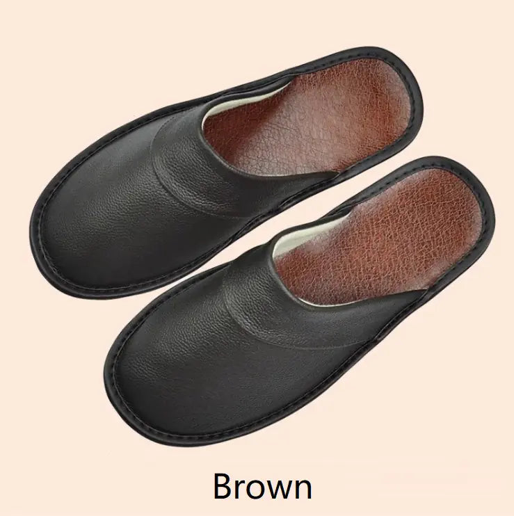 Indoor Leather Baotou Slippers for Home Furnishing