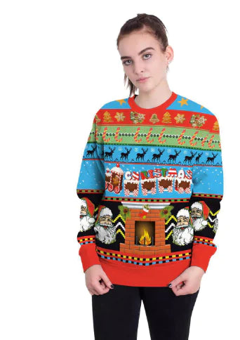 3D Digital Printed Women's Christmas Pullover Sweatshirt