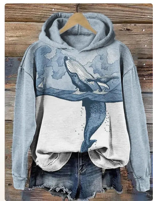 Hooded Sweatshirt Coat with Loose Draping Effect
