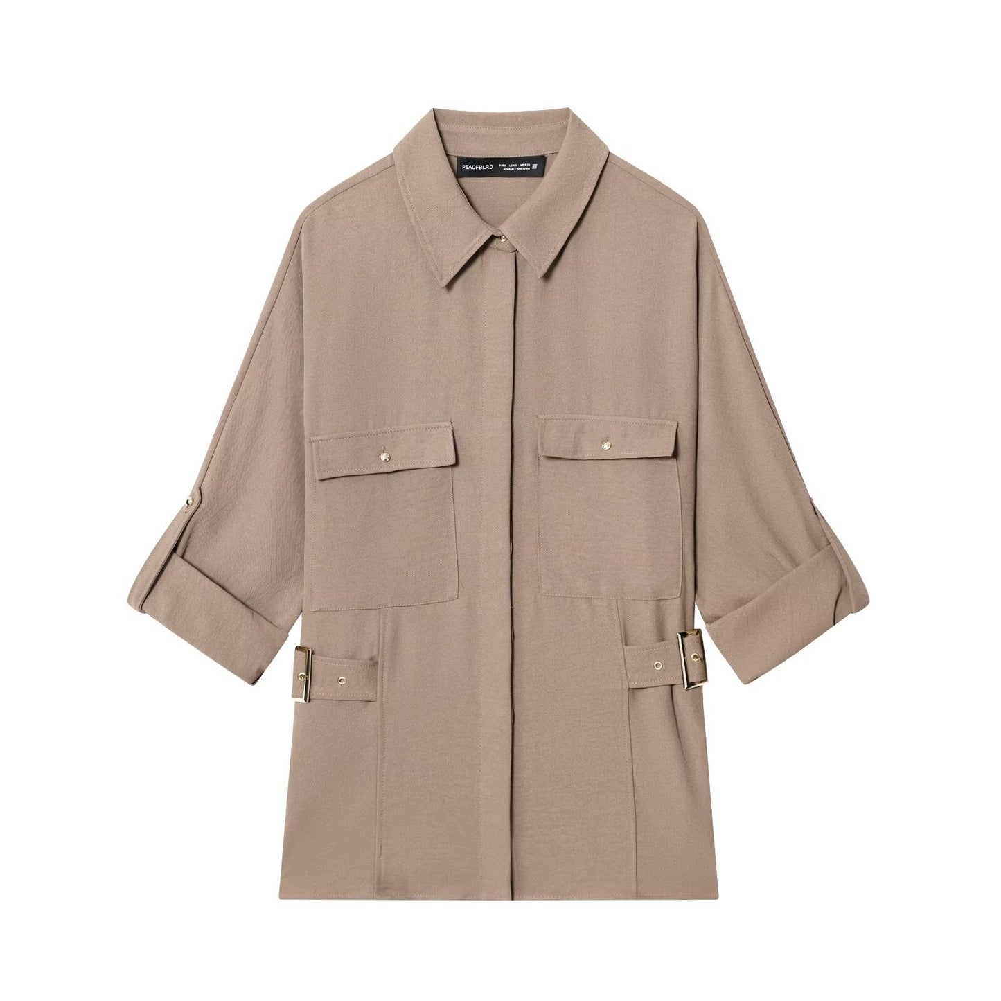 Women's Clothing Side Buckle Safari Shirt + Wide Leg Pants Set