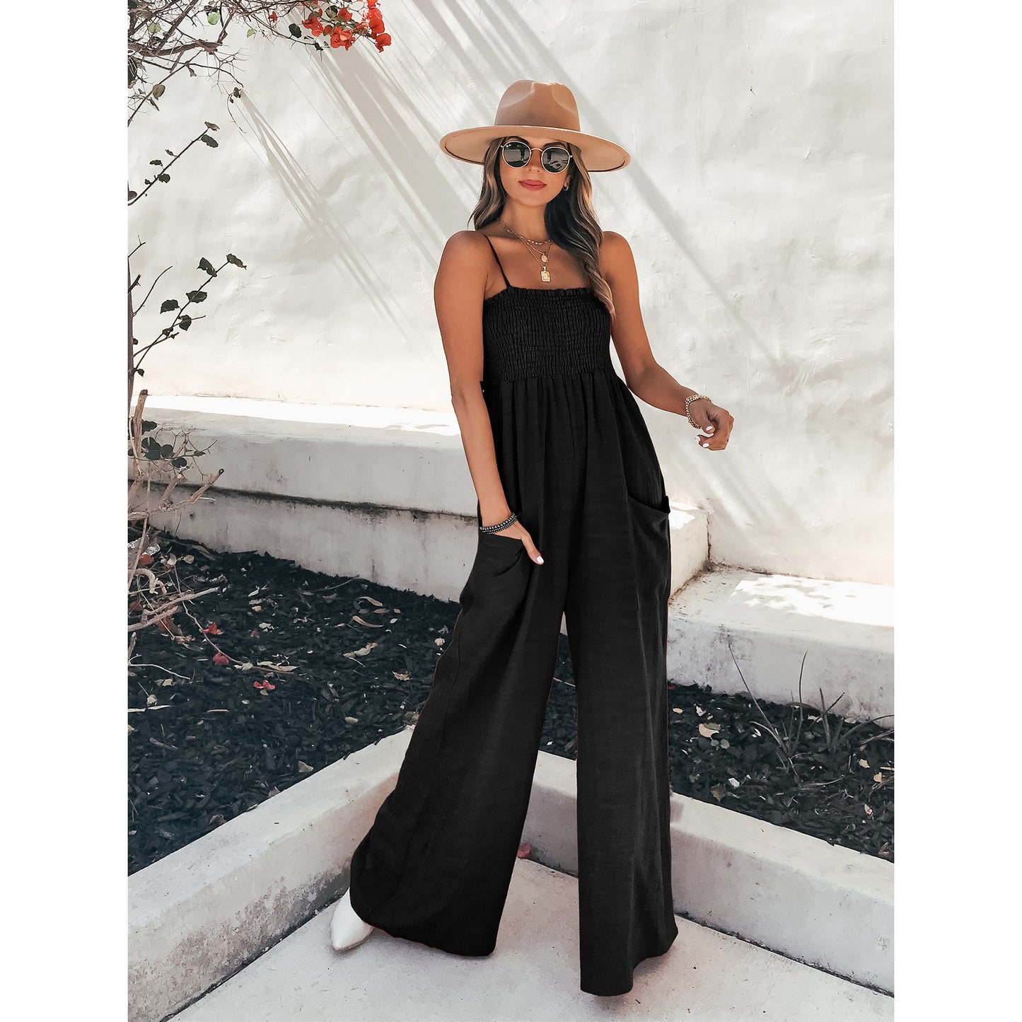 Sexy Strapless Loose Casual Jumpsuit Style Summer Vacation Wide Leg Jumpsuit