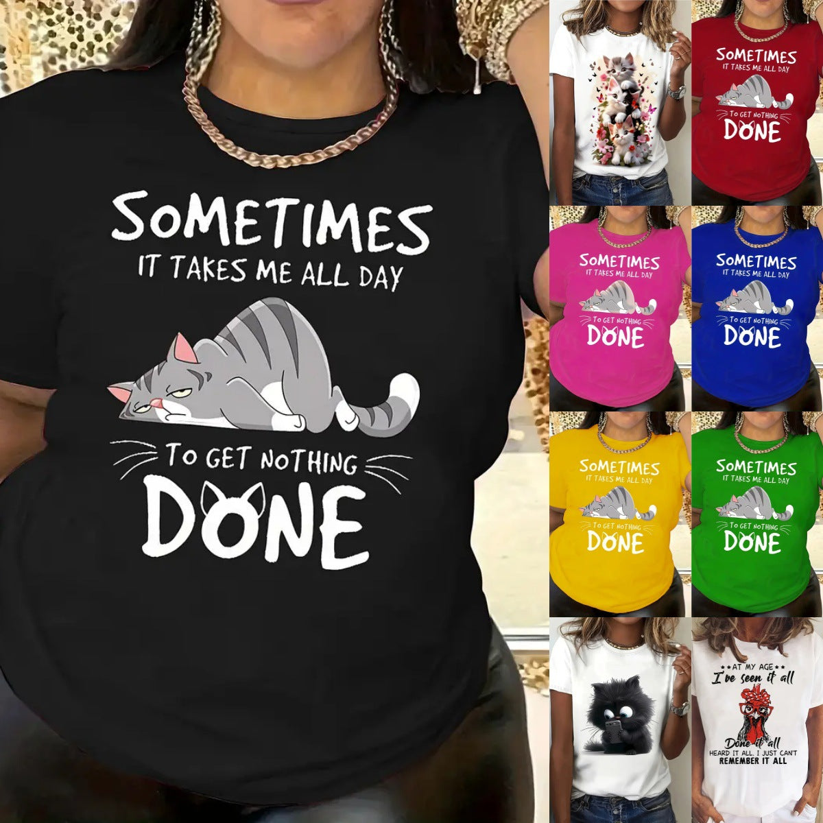 Women's Short Sleeve Animal Round Neck Top