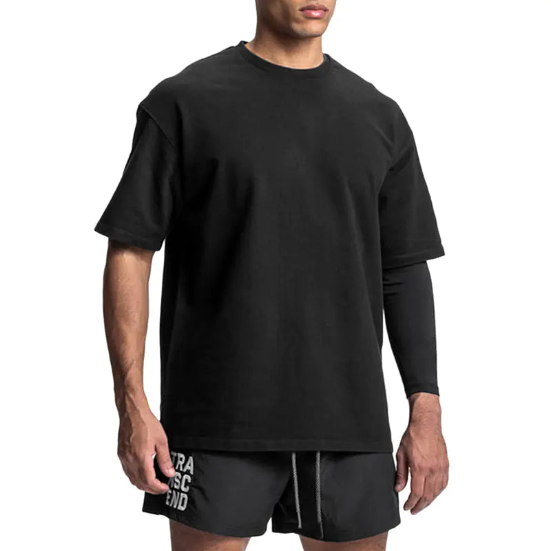 Men's Loose Fit Distressed T-Shirt - Round Neck, Short Sleeve