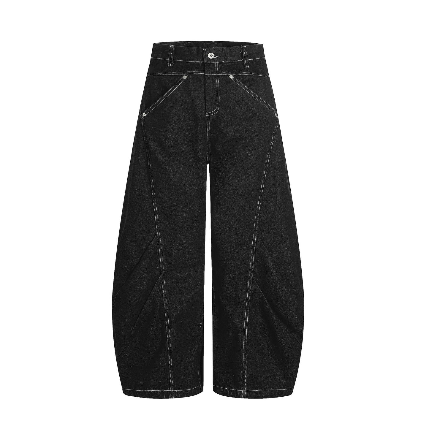 Jeans for Men and Women with Topstitching Design Slim Fit Trendy Loose Casual Wide Leg Long Pants