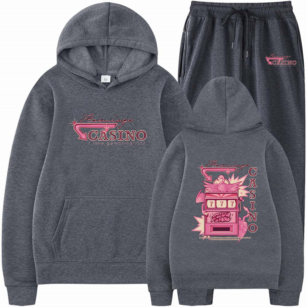Travis Scotts Trendy CASINO Unisex Loose Hoodie Set