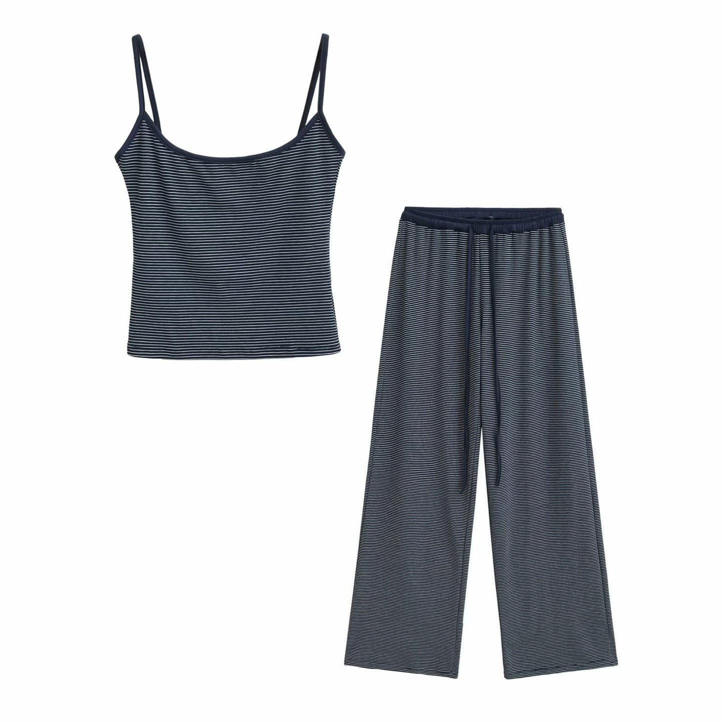 Women's Striped Short Camisole + Long Pants Set