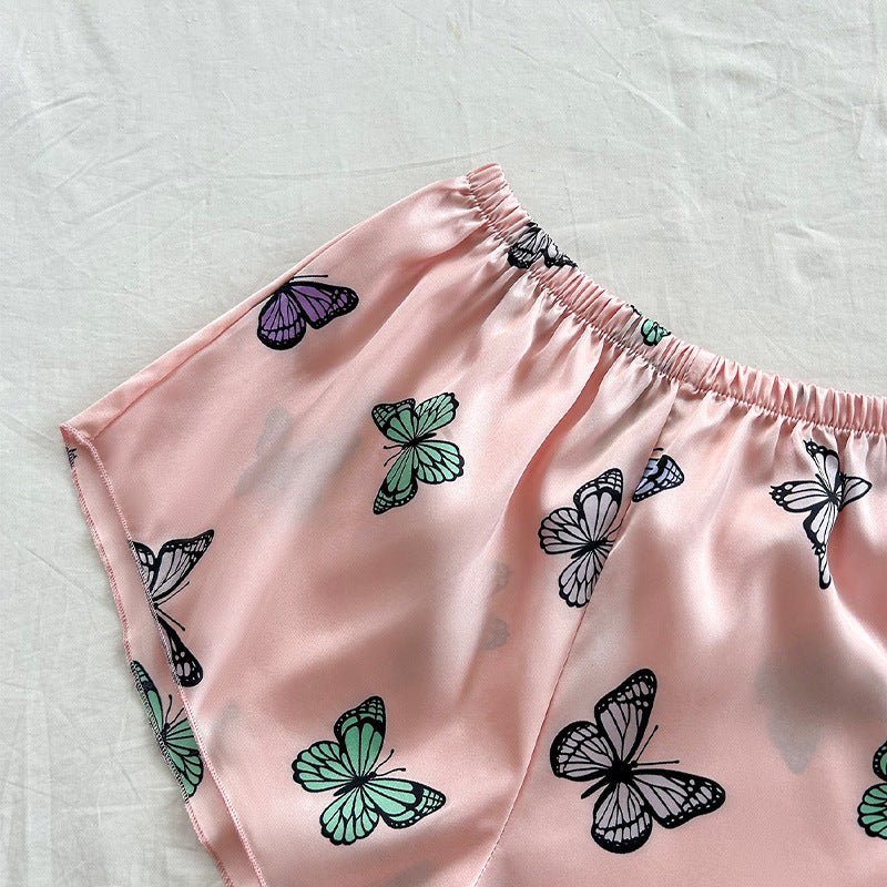 Printed pajama three piece loose pajama set