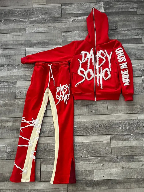 Casual Street Letter Print Full Zip Hoodie Jacket