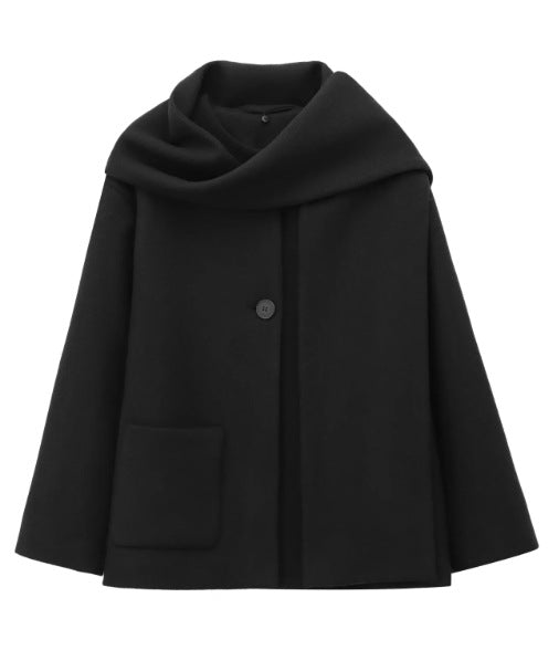 Women's Fashion Casual Blended Fabric Coat with Scarf