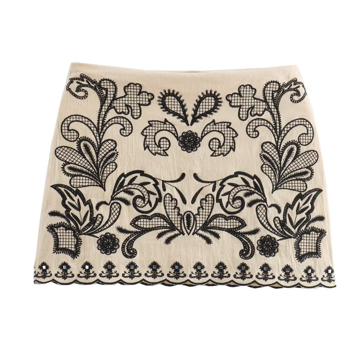 Women's Embroidered Halter Neck Short Top and Mini Skirt Set