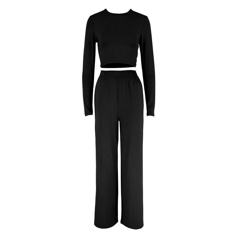 Crop Top T-Shirt with Tight Fit and Loose Two-Piece Set for Women