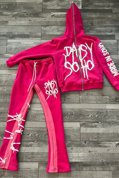 Casual Street Letter Print Full Zip Hoodie Jacket