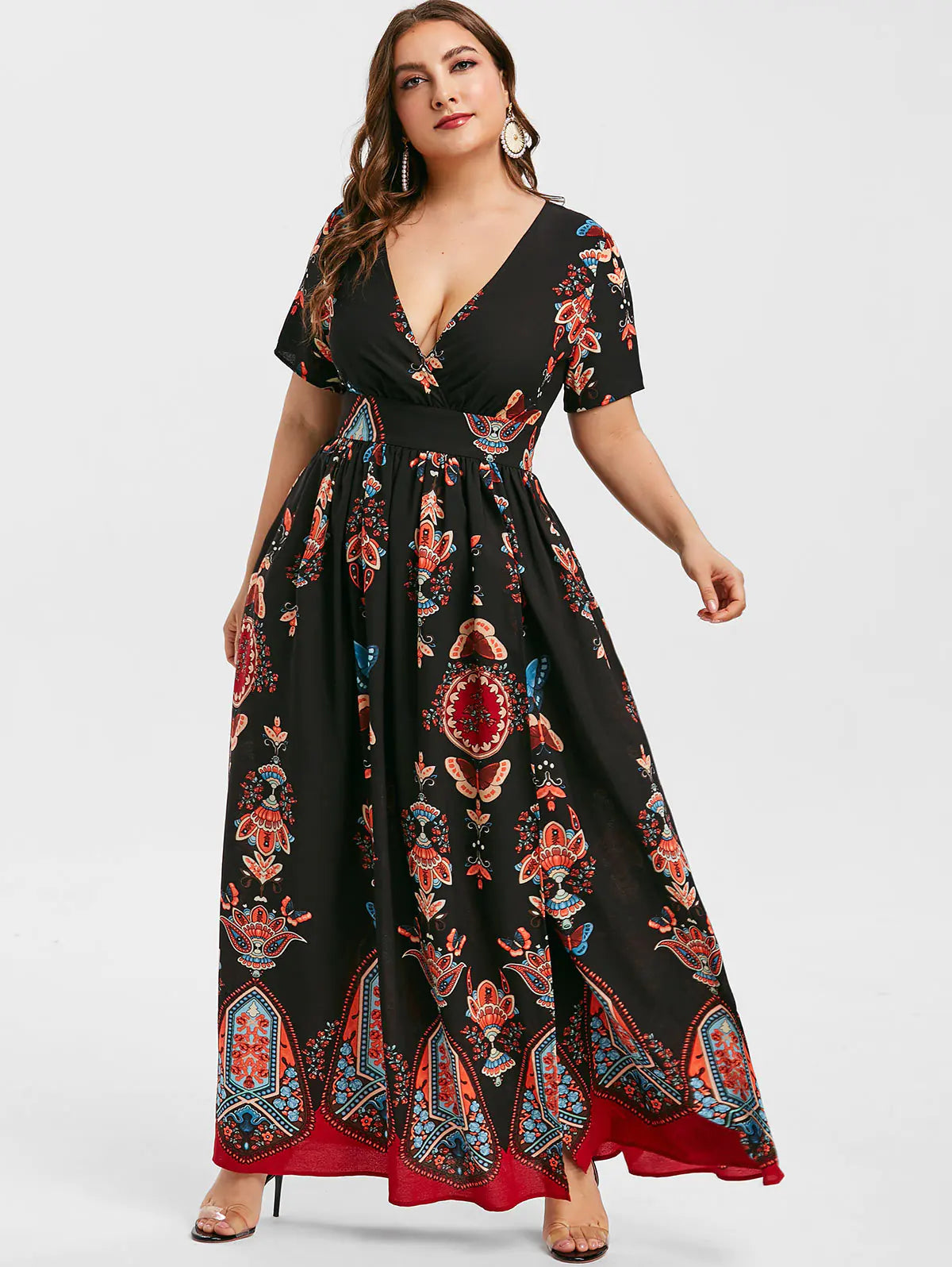 Plus Size V-Neck Dress, Elegant and Stylish Design