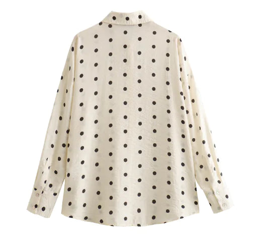 Polka Dot Print Loose Shirt for Women in Early Autumn
