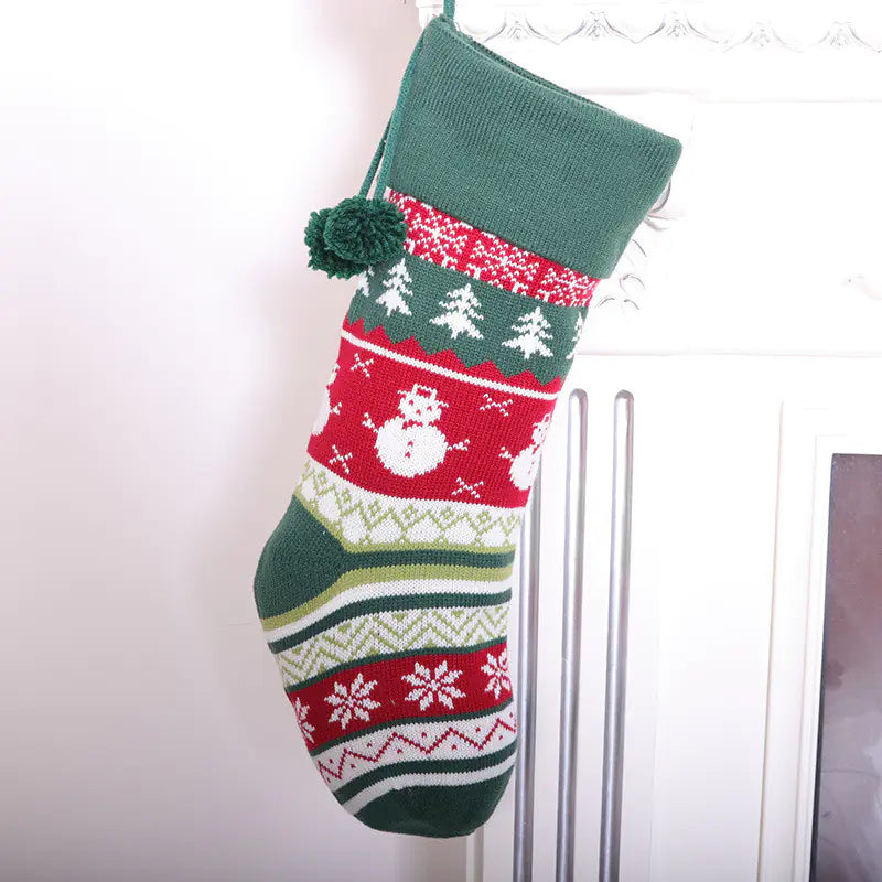 Knitted Christmas Stocking Candy Bag for Decoration