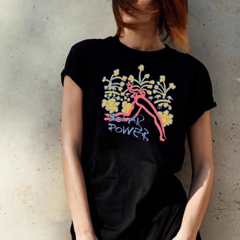 Lorde Solar Power Print Short Sleeve T-Shirt Women's Summer New Loose Cotton Top