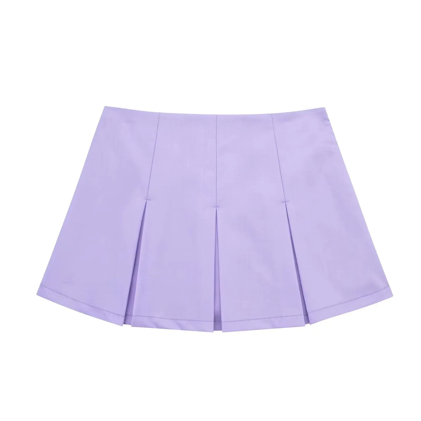 High Waist Wide Pleated Solid Color Skirt for Women