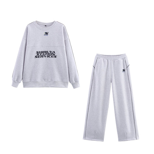 Women's Clothing Set with Decorative Edges and Printed Hoodie + Long Pants