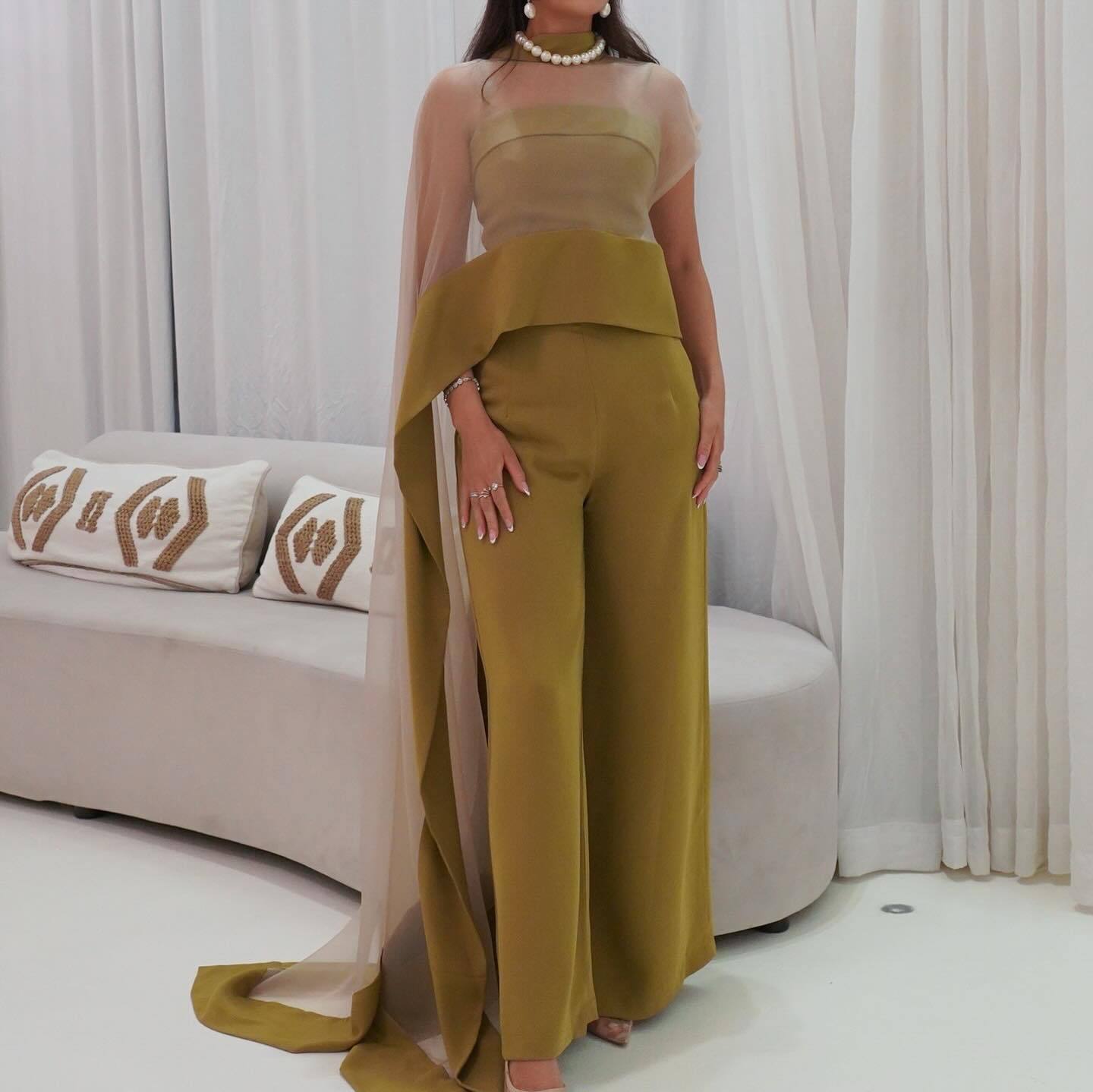 Sexy Mesh Cape Dress and Jumpsuit Two-Piece Set