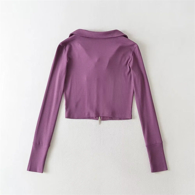 Deep V-neck zipper sports jacket