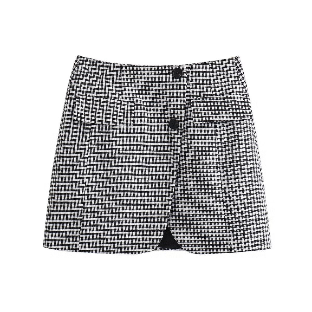 Women's Short Plaid Suit Jacket + Skirt Set