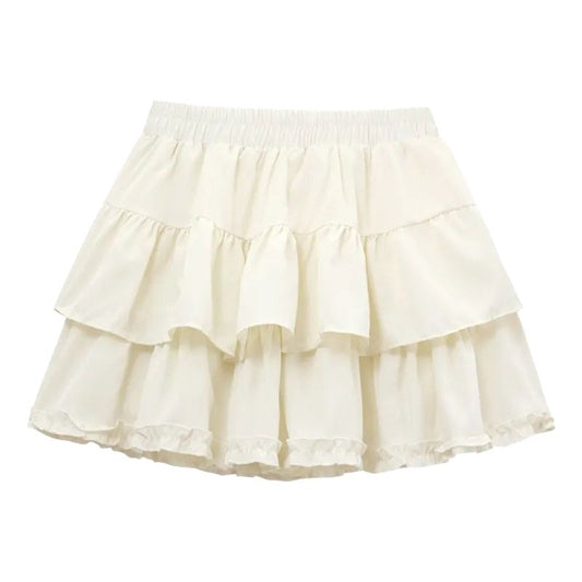 Puffy Cake Skirt Women's Sweet Ballet Style High Waist Slimming Ruffle Anti-peeking A-line Short Skirt