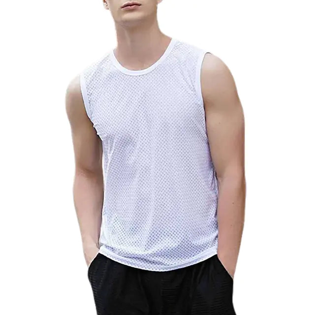 Men's V-Neck Quick-Dry Ice Silk Sleeveless T-Shirt