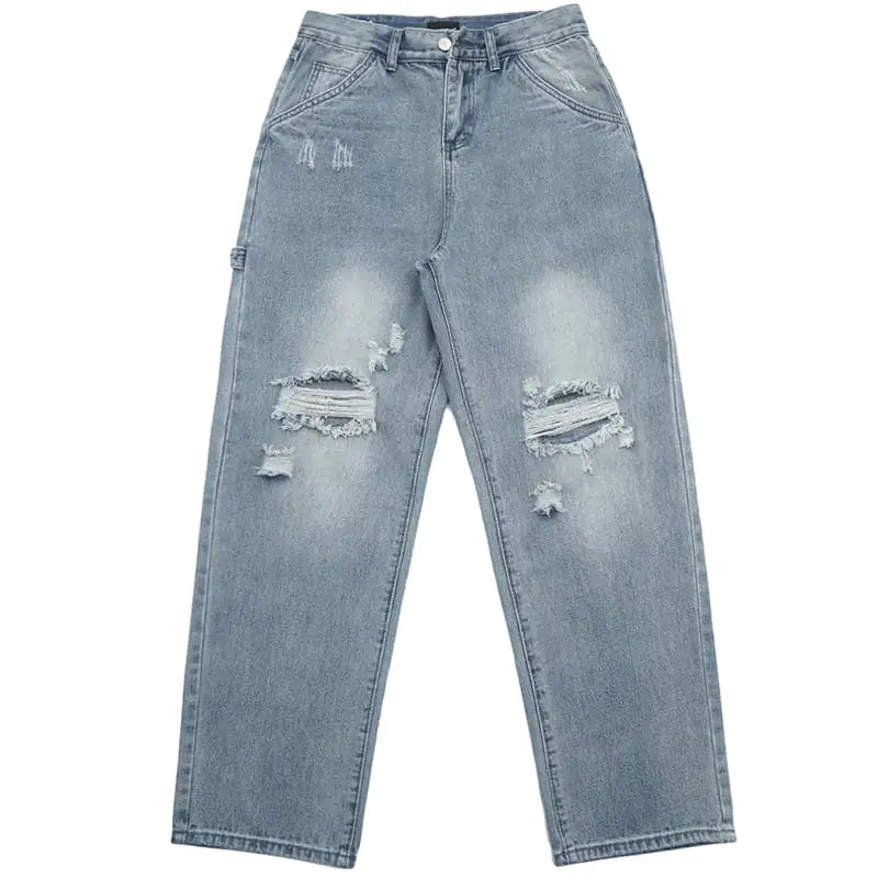 Men's Ripped Casual Straight Leg Loose Jeans