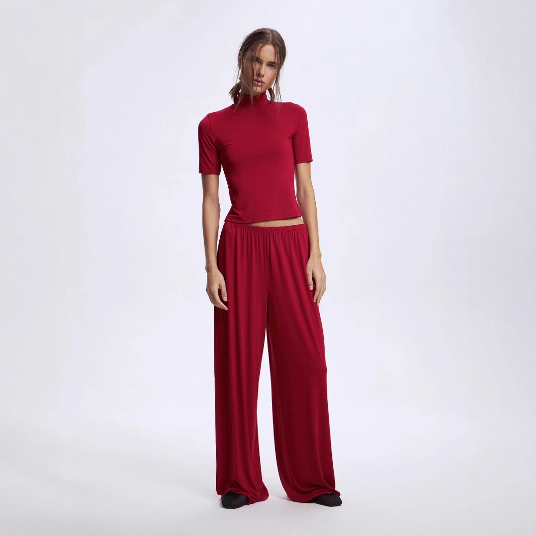 Soft and Comfortable Round Neck Short Sleeve Top Leggings